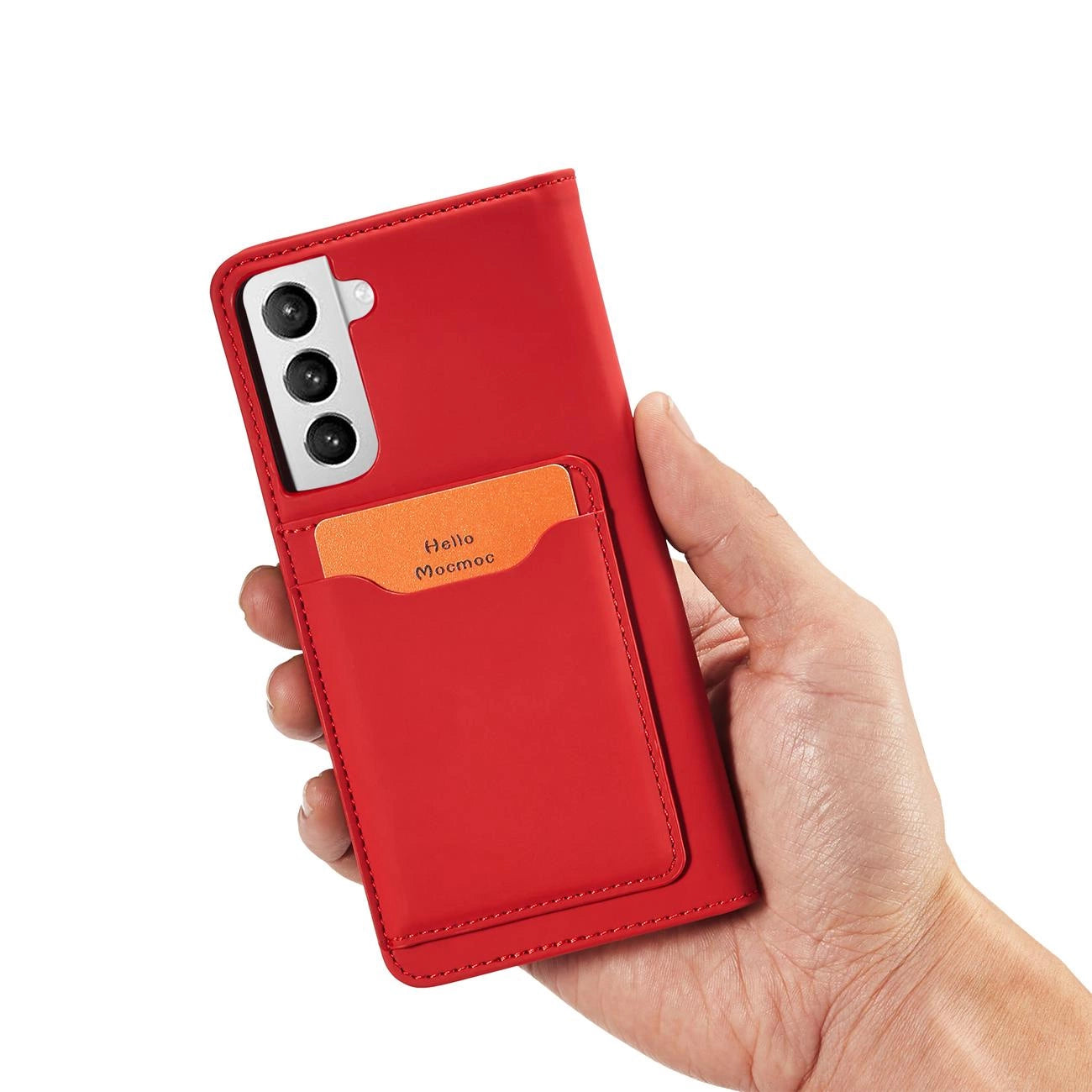 Magnet Card Case for Samsung Galaxy S22 + (S22 Plus) Pouch Wallet Card Holder Red_10