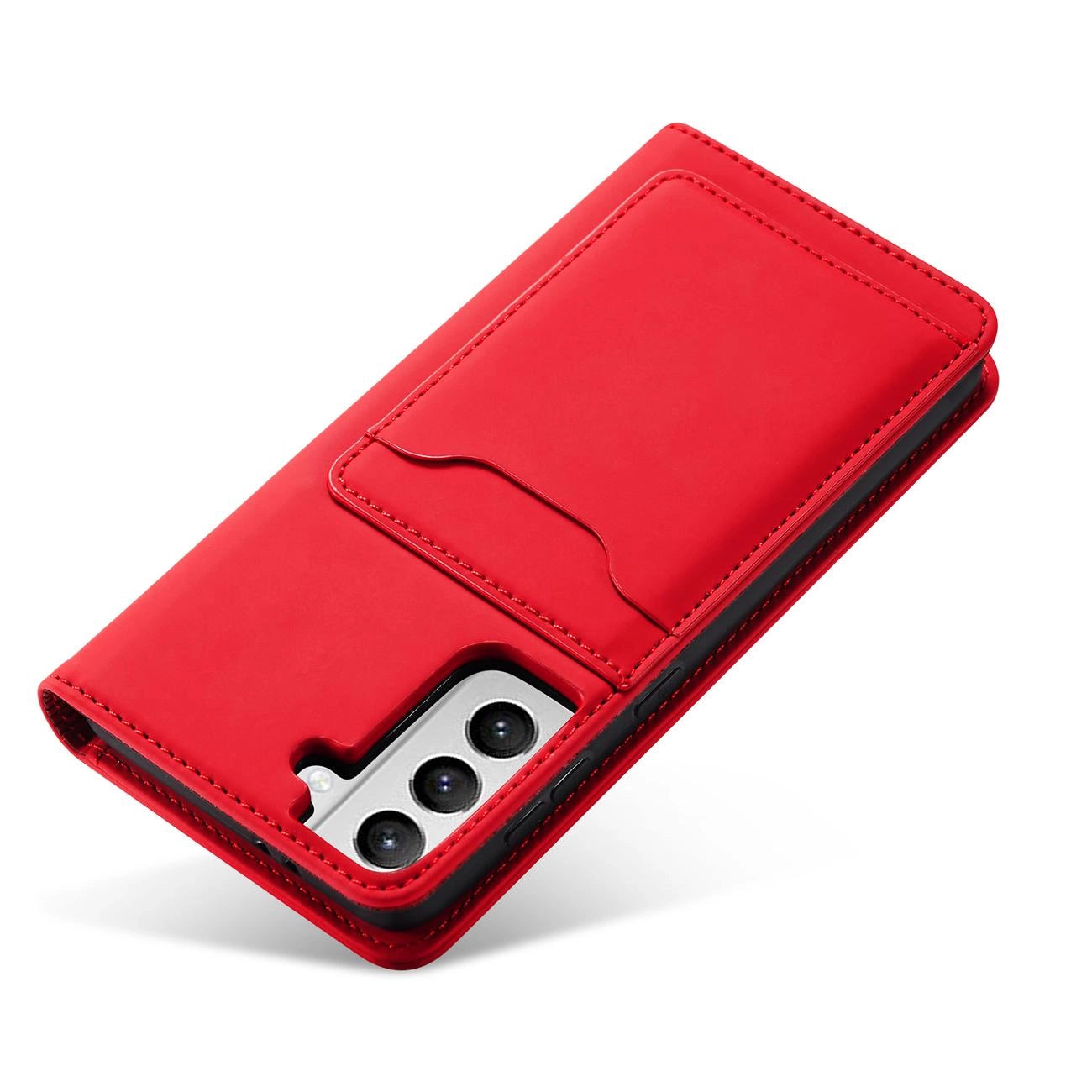 Magnet Card Case for Samsung Galaxy S22 + (S22 Plus) Pouch Wallet Card Holder Red_3