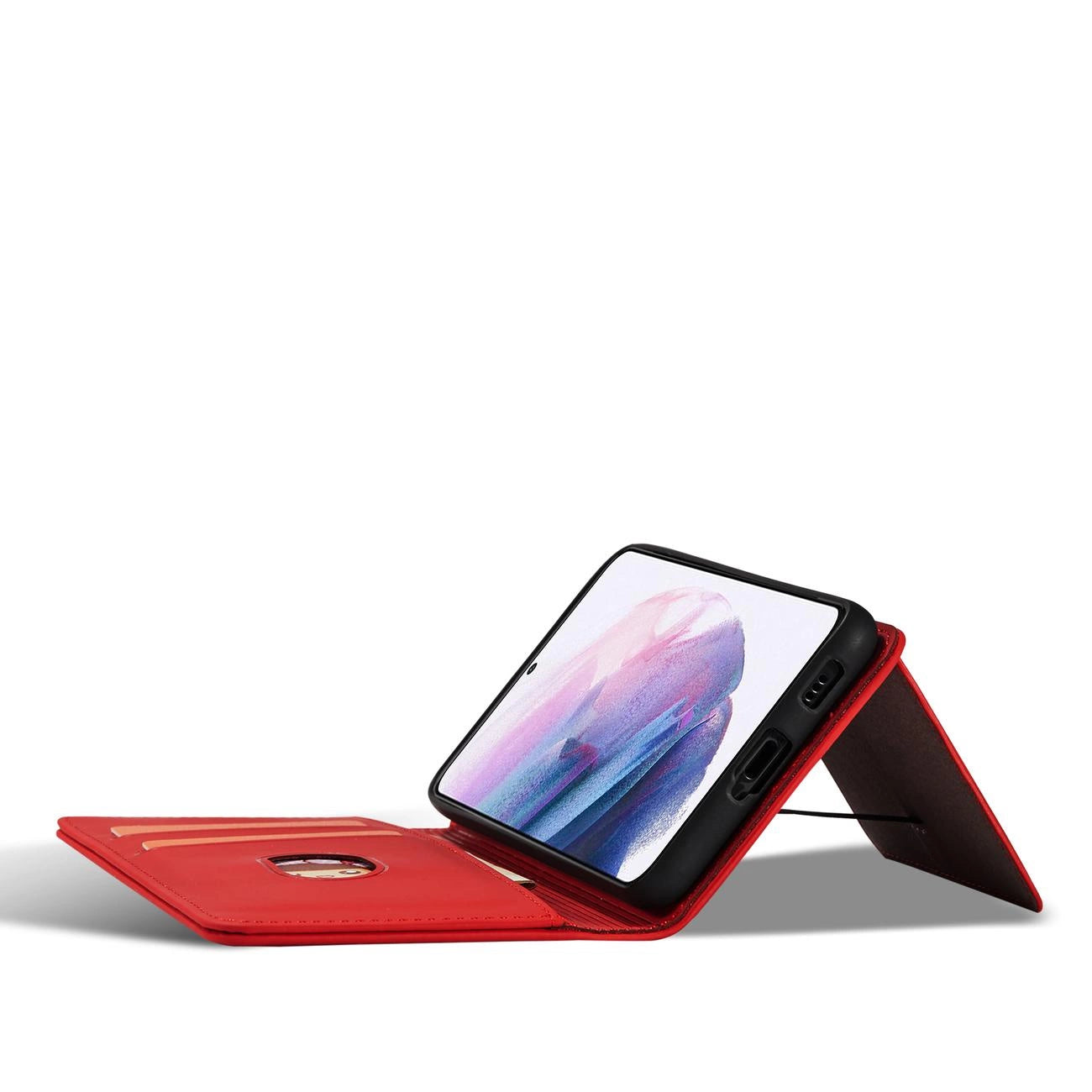 Magnet Card Case for Samsung Galaxy S22 + (S22 Plus) Pouch Wallet Card Holder Red_8