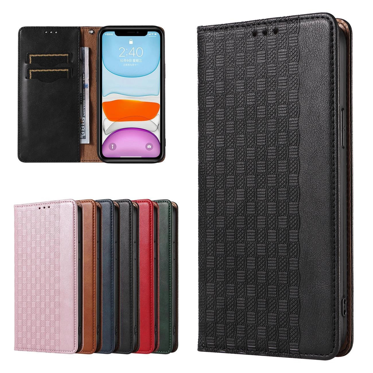 Magnet Strap Case for iPhone 12 Pouch Wallet + Mini Lanyard Pendant Black_1