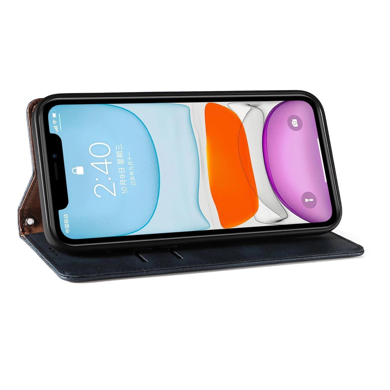 Magnet Strap Case for iPhone 12 Pouch Wallet + Mini Lanyard Pendant Blue_10