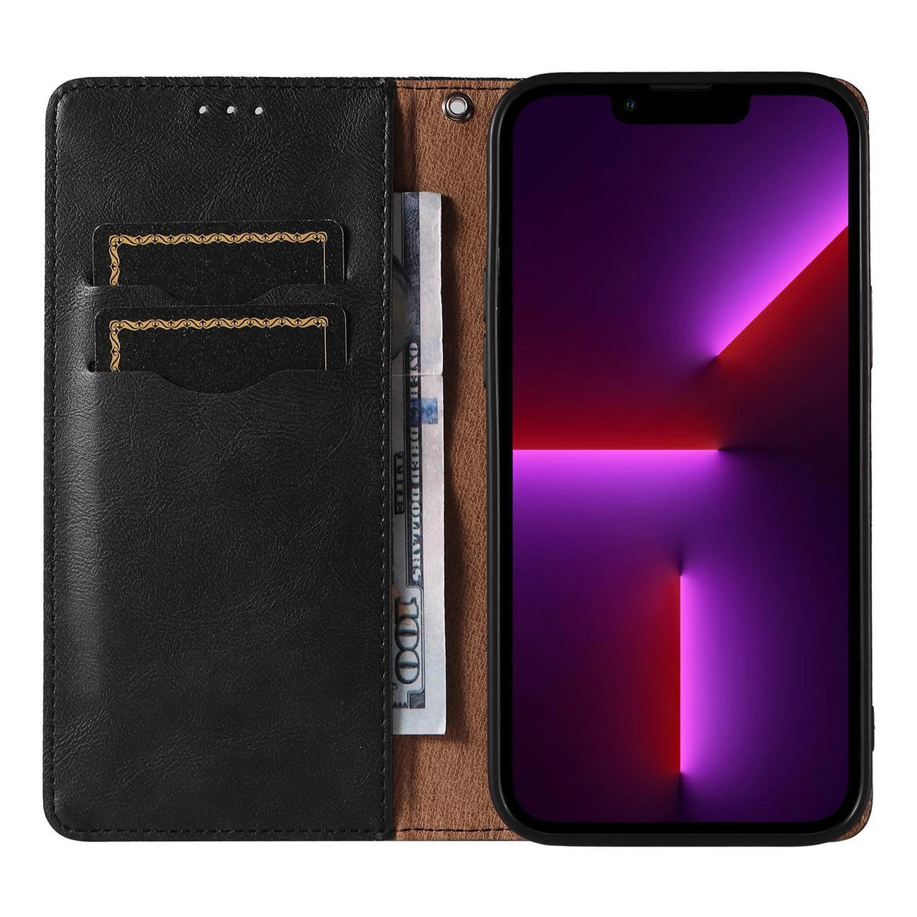 Magnet Strap Case Case for iPhone 13 Pro Pouch Wallet + Mini Lanyard Pendant Black_7