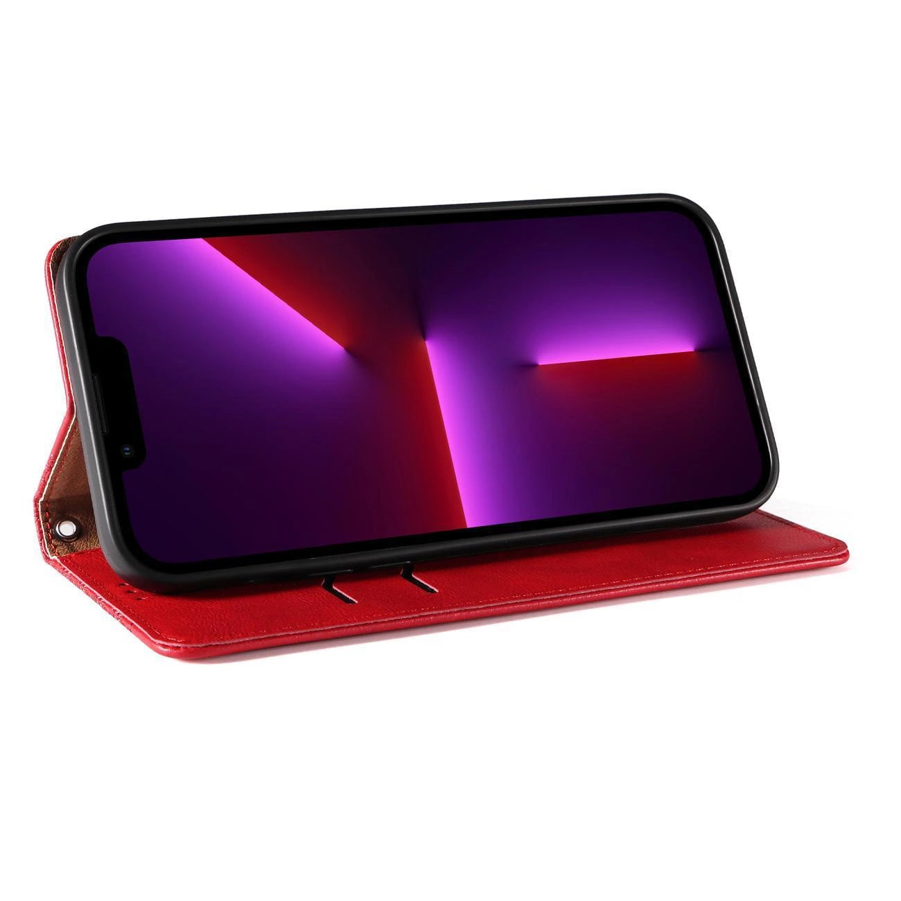 Magnet Strap Case Case for iPhone 13 Pro Pouch Wallet + Mini Lanyard Pendant Red_9
