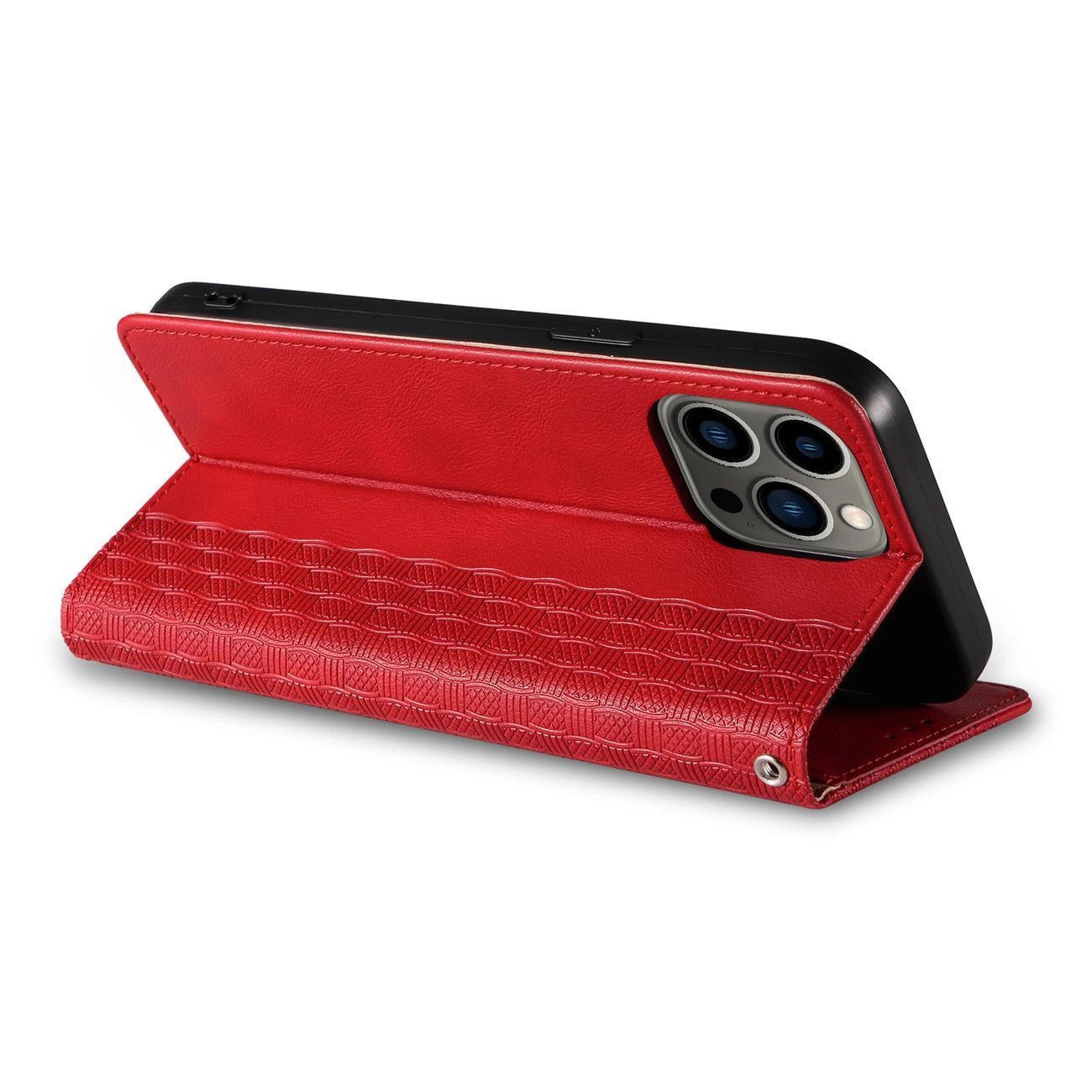 Magnet Strap Case Case for iPhone 13 Pro Pouch Wallet + Mini Lanyard Pendant Red_12