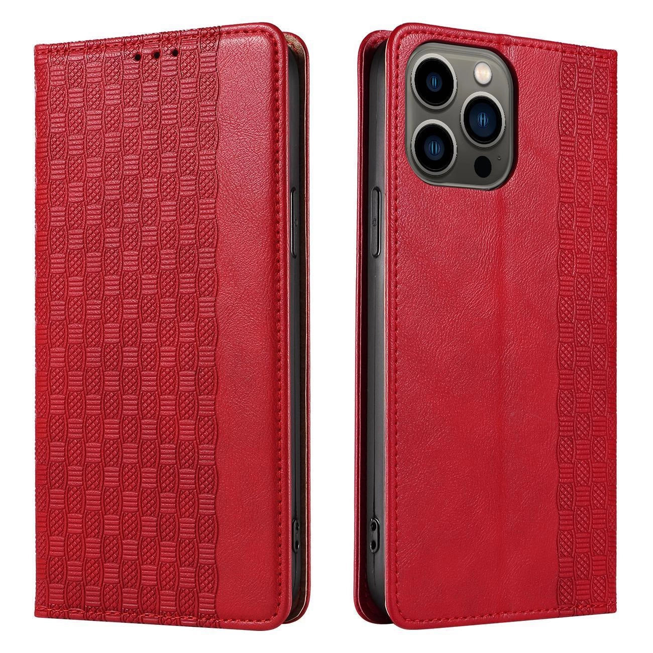Magnet Strap Case Case for iPhone 13 Pro Pouch Wallet + Mini Lanyard Pendant Red_6