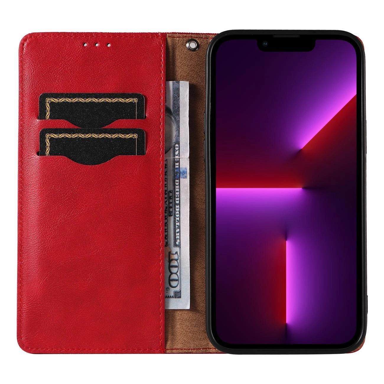 Magnet Strap Case Case for iPhone 13 Pro Pouch Wallet + Mini Lanyard Pendant Red_7