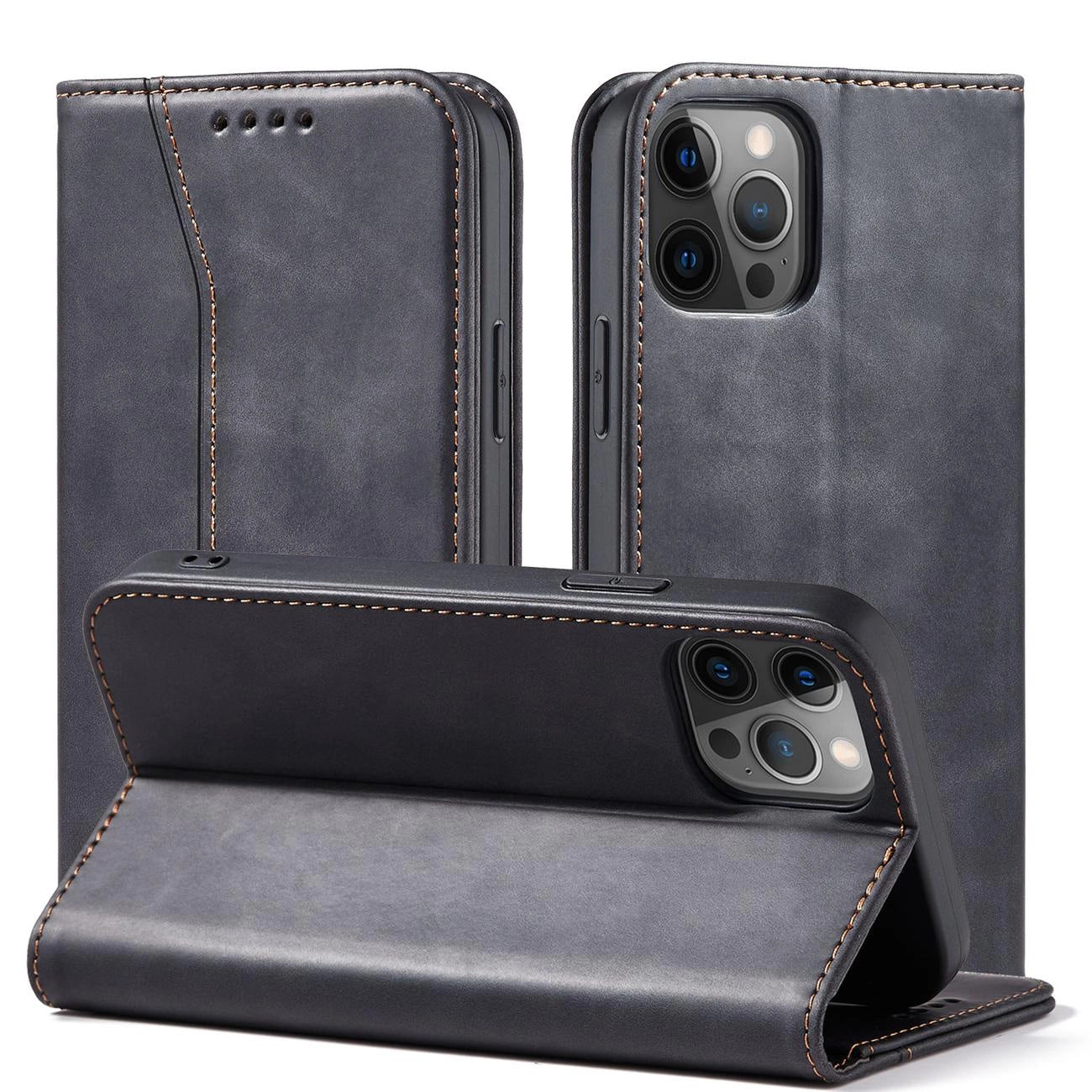 Magnet Fancy Case Case for iPhone 12 Pro Max Pouch Wallet Card Holder Black_1
