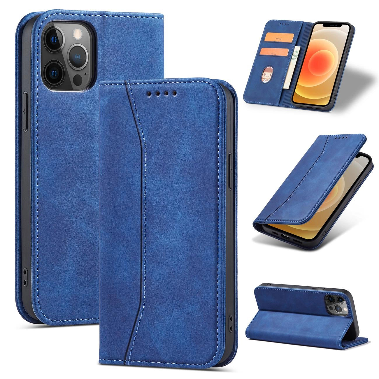 Magnet Fancy Case Case for iPhone 12 Pro Max Pouch Card Wallet Card Stand Blue_2