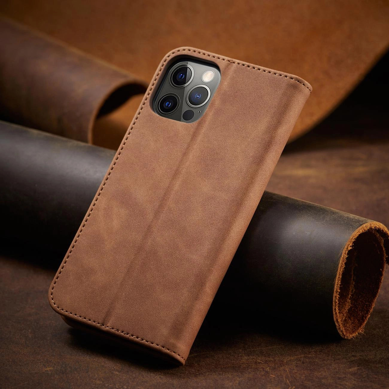Magnet Fancy Case Case for iPhone 12 Pro Max Pouch Wallet Card Holder Brown_10
