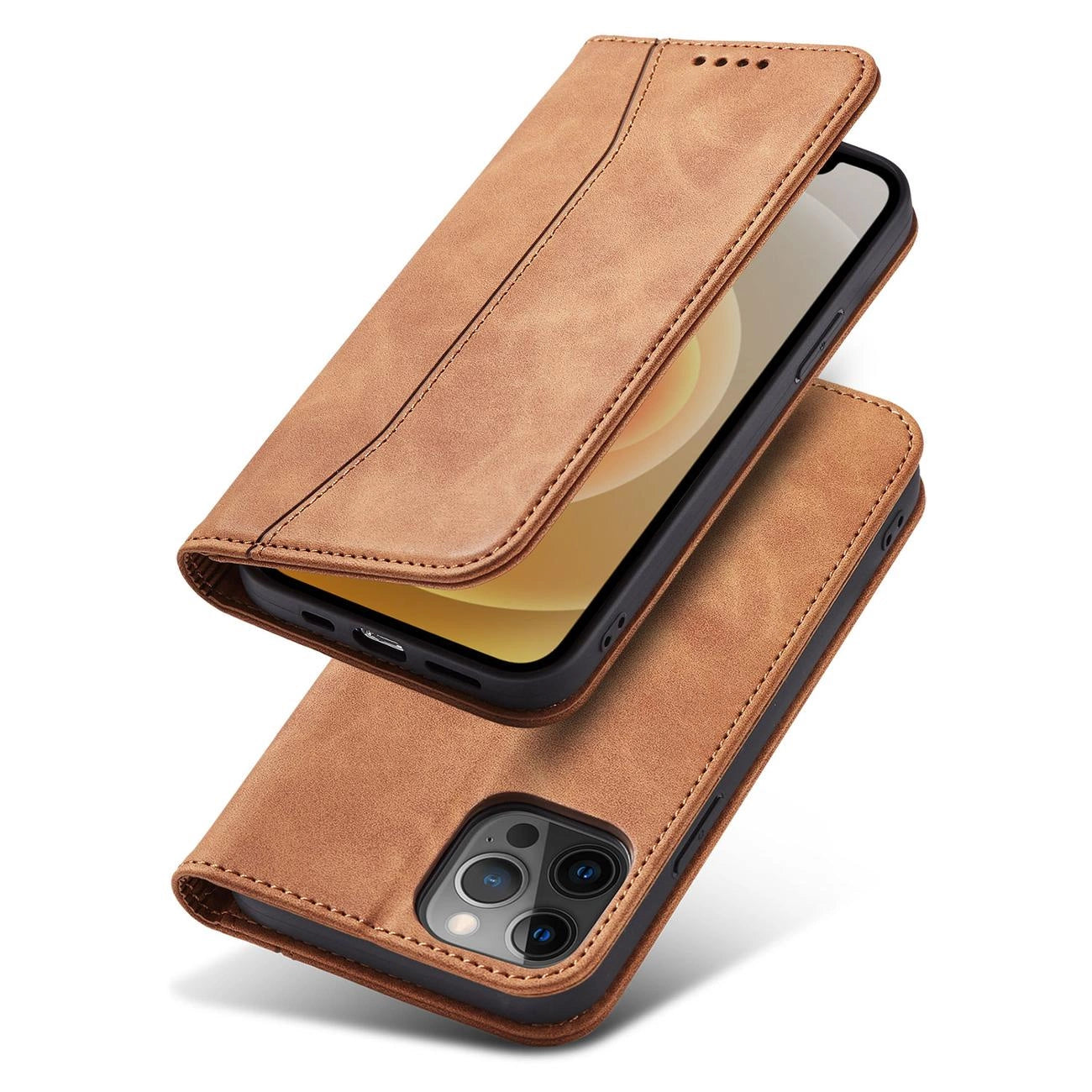 Magnet Fancy Case Case for iPhone 12 Pro Max Pouch Wallet Card Holder Brown_4