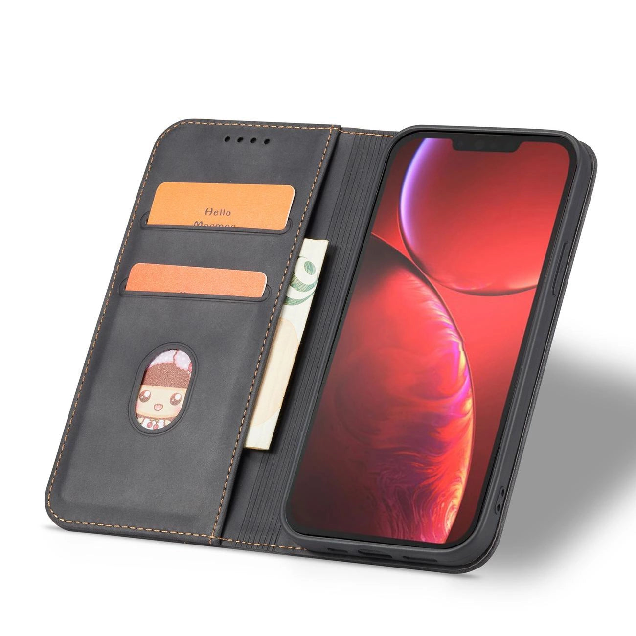 Magnet Fancy Case Case for iPhone 13 Pro Max Pouch Wallet Card Holder Black_3