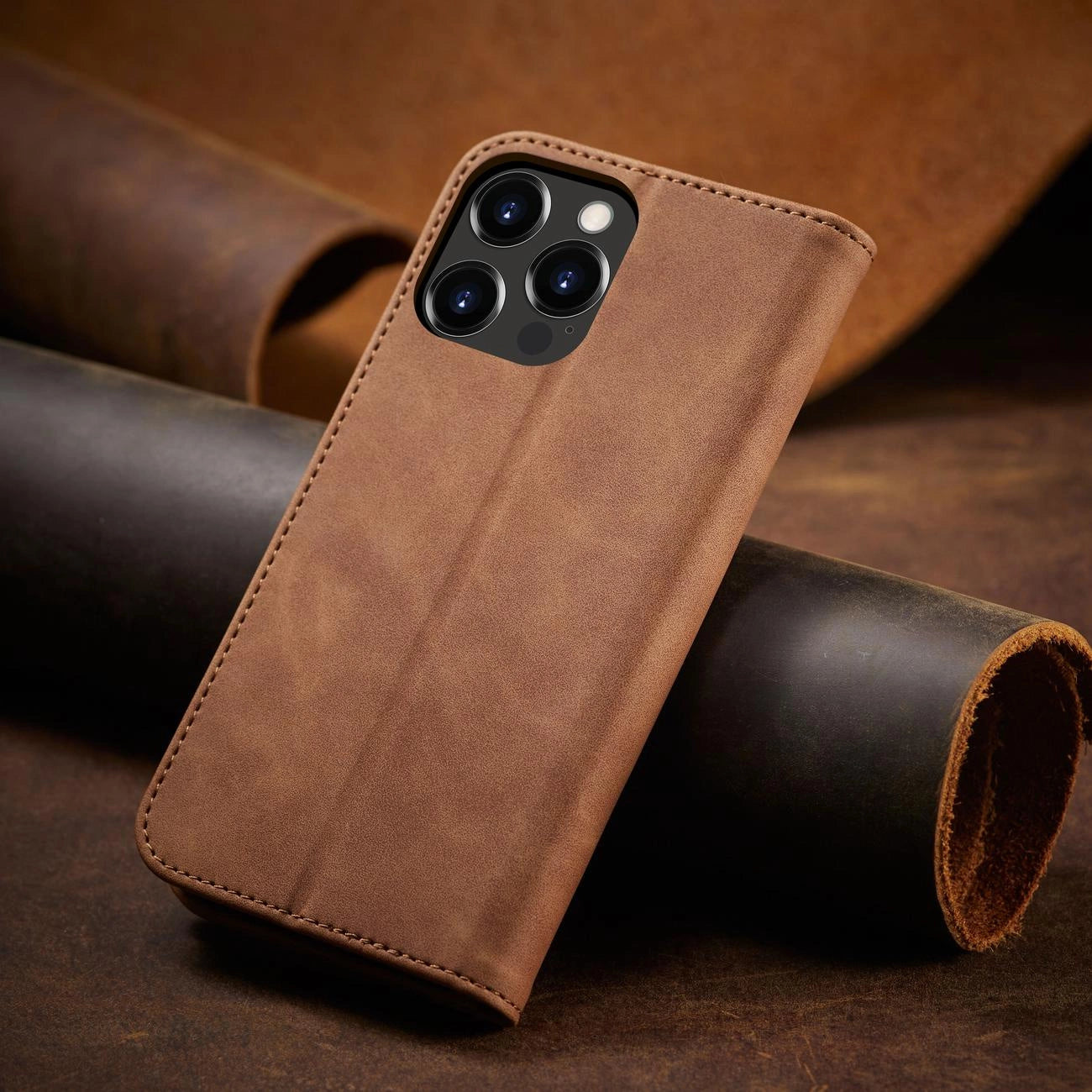 Magnet Fancy Case Case for iPhone 13 Pro Max Pouch Card Wallet Card Holder Brown_9