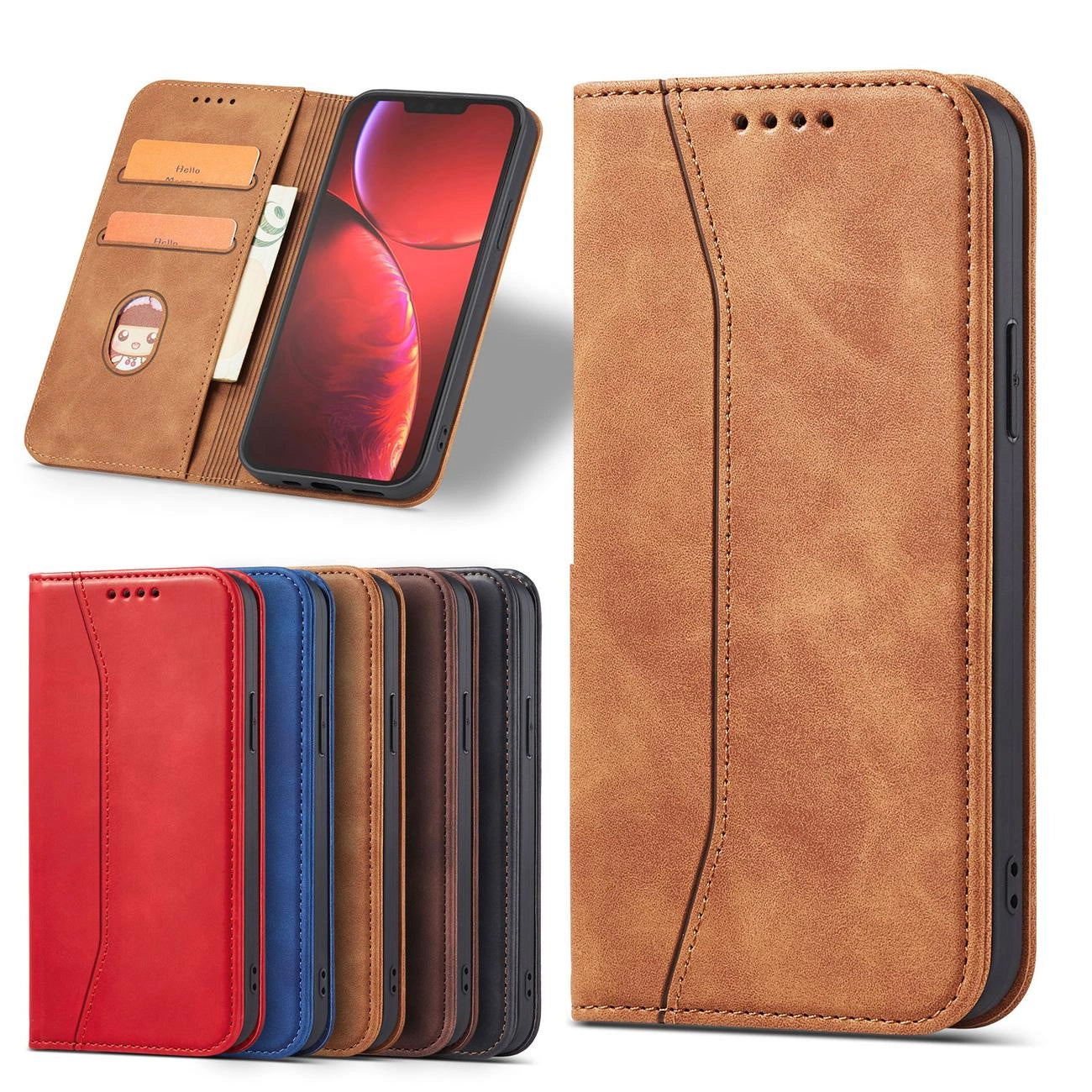 Magnet Fancy Case Case for iPhone 13 Pro Max Pouch Card Wallet Card Holder Brown_15