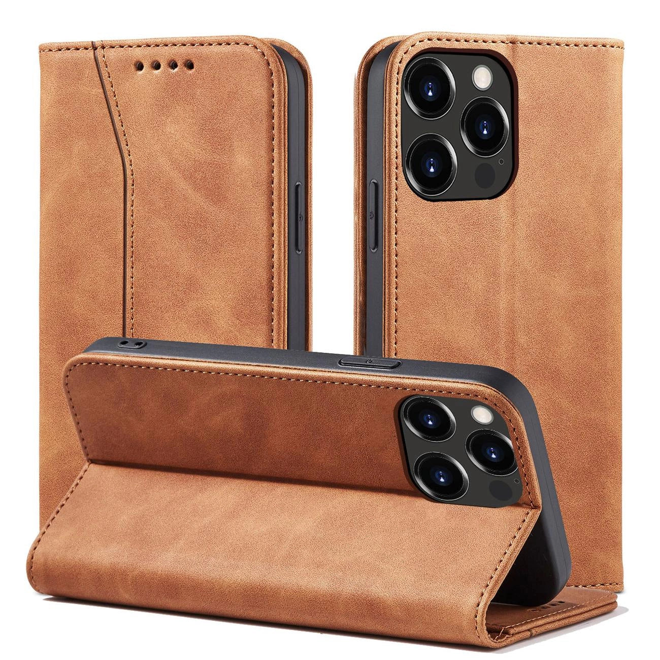 Magnet Fancy Case Case for iPhone 13 Pro Max Pouch Card Wallet Card Holder Brown_1