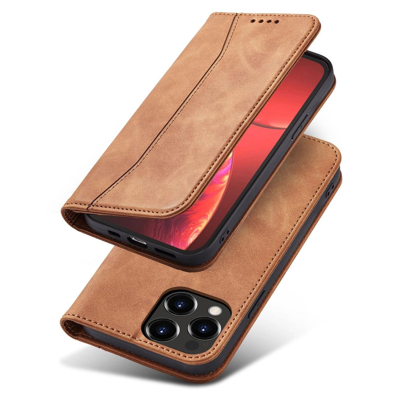 Magnet Fancy Case Case for iPhone 13 Pro Max Pouch Card Wallet Card Holder Brown_2