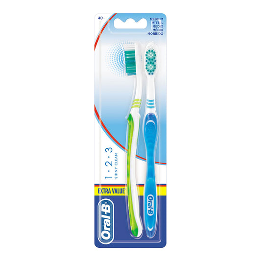Oral b escova de dentes shiny clean 2 unid. cores / modelos diversos.medio_0
