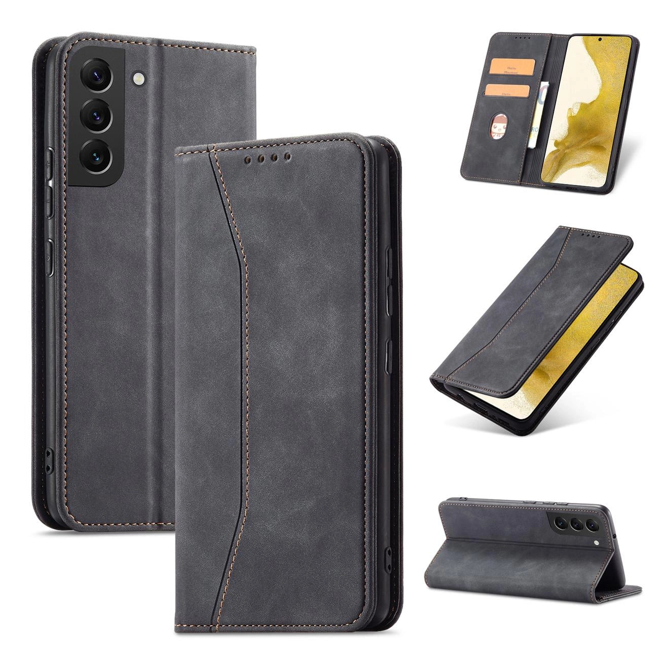 Magnet Fancy Case Case for Samsung Galaxy S22 + (S22 Plus) Pouch Wallet Card Holder Black_10