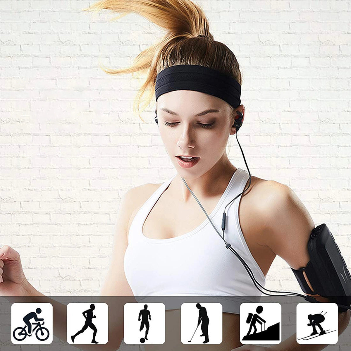 Elastic fabric headband for running fitness orange_4