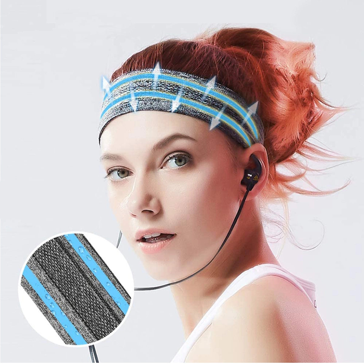 Elastic fabric headband for running fitness orange_5