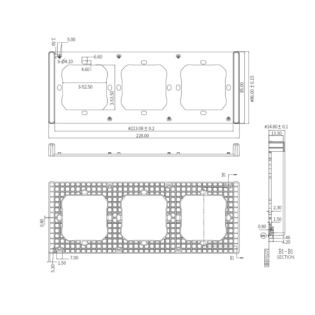 Frame for M5 80 smart wall switch 3-way triple SONOFF M5-3C-80-F (dim gray)_1