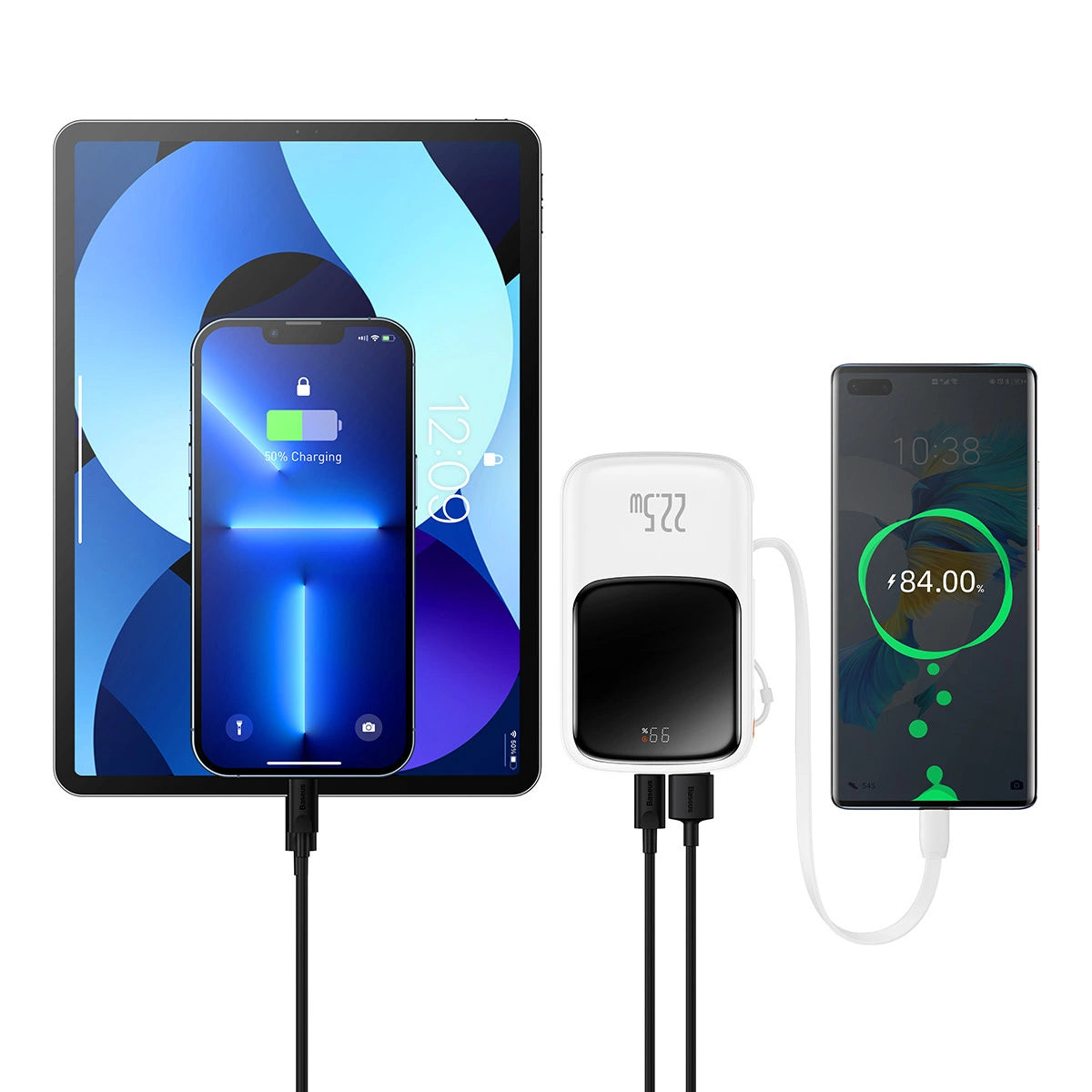 Baseus Qpow power bank 10000mAh built-in USB Type-C cable 22.5W Quick Charge SCP AFC FCP white (PPQD020102)_11