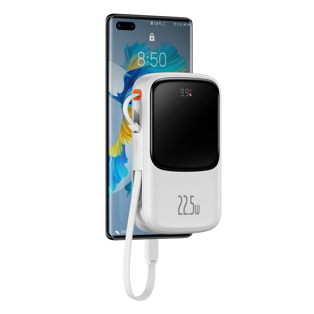 Baseus Qpow power bank 10000mAh built-in USB Type-C cable 22.5W Quick Charge SCP AFC FCP white (PPQD020102)_6