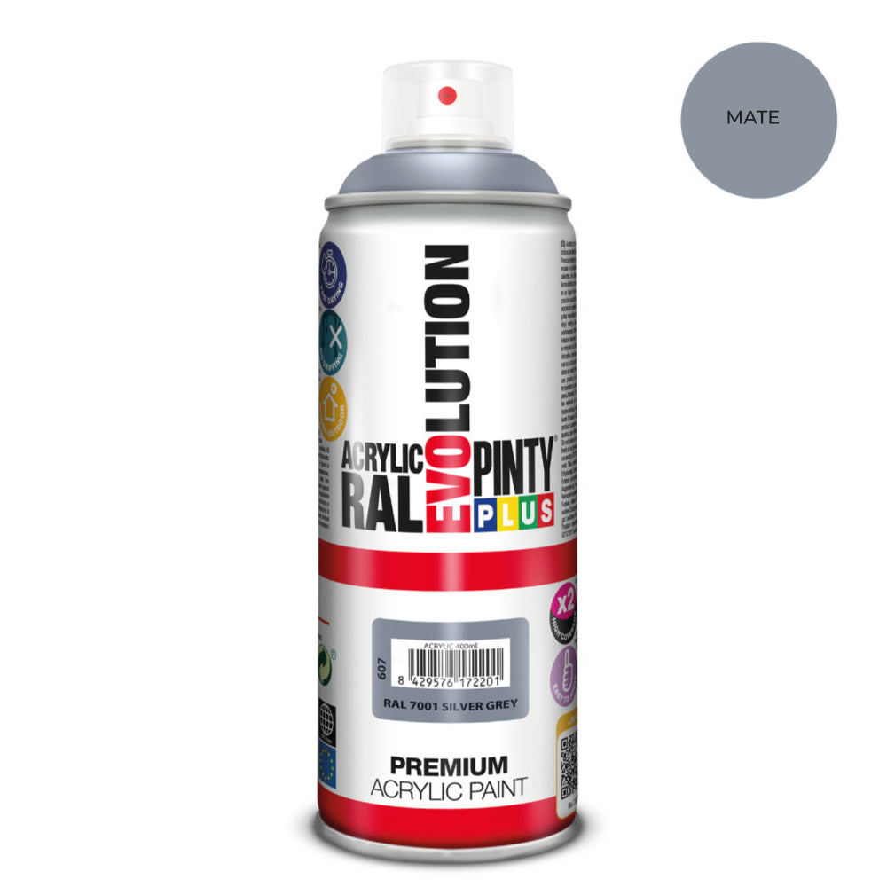 Tinta em spray pintyplus evolution 520 cc ral 7001 matt silver grey_0