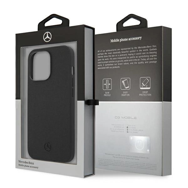 Mercedes MEHCP13LMBLBK iPhone 13 Pro / 13 6,1" czarny/black hardcase Leather Meshed Metal Logo_7