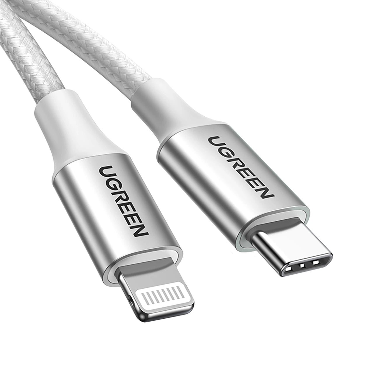 Cabo UGREEN US304 / USB-C para Lightning Fast-Charging / 1m / PD 36W / Trançado / Cinzento
