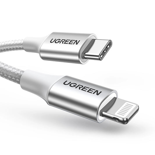 Cabo UGREEN US304 / USB-C para Lightning Fast-Charging / 1m / PD 36W / Trançado / Cinzento