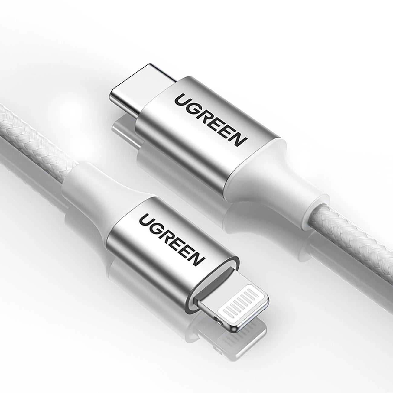 Cabo UGREEN US304 / USB-C para Lightning Fast-Charging / 1m / PD 36W / Trançado / Cinzento