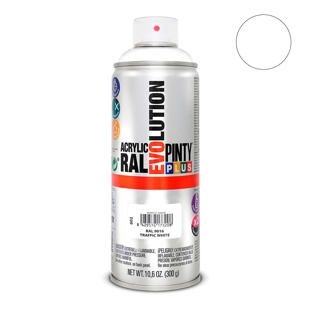 Tinta em spray pintyplus evolution 520 cc ral 9016 branco tráfico_0