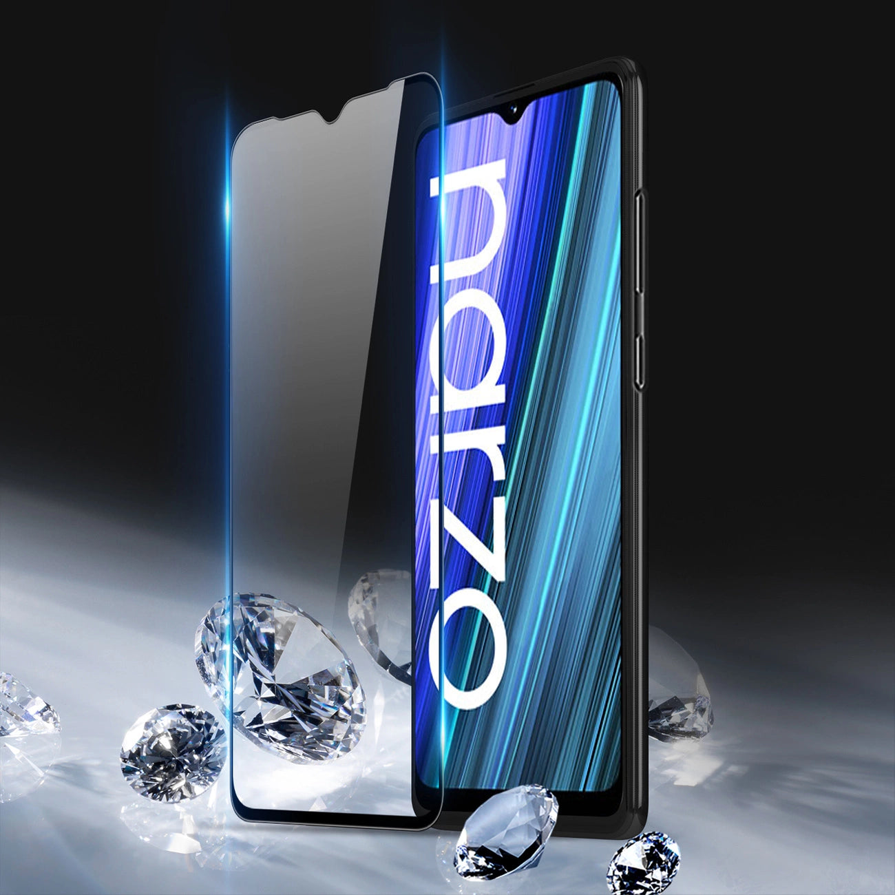 Dux Ducis 9D Tempered Glass 9H Full Screen Tempered Glass with Realme Narzo 50A frame black (case friendly)_3
