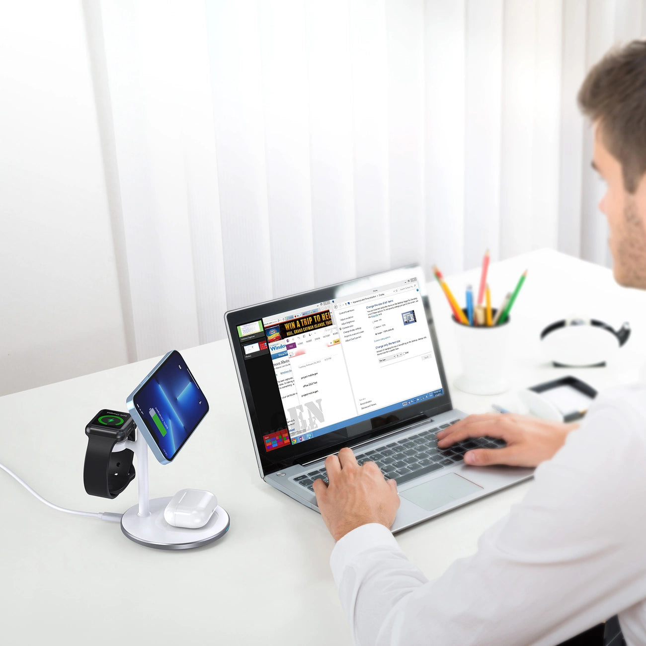 Wireless charger Choetech with stand 2in1 (white)_4