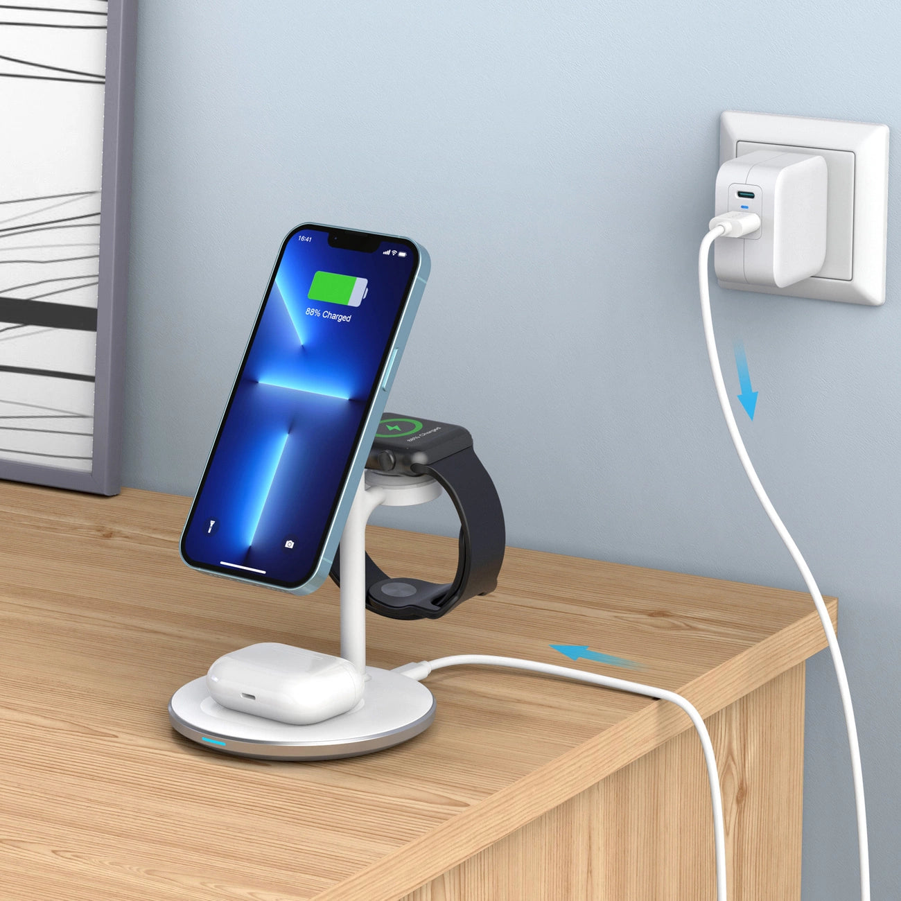 Wireless charger Choetech with stand 2in1 (white)_14