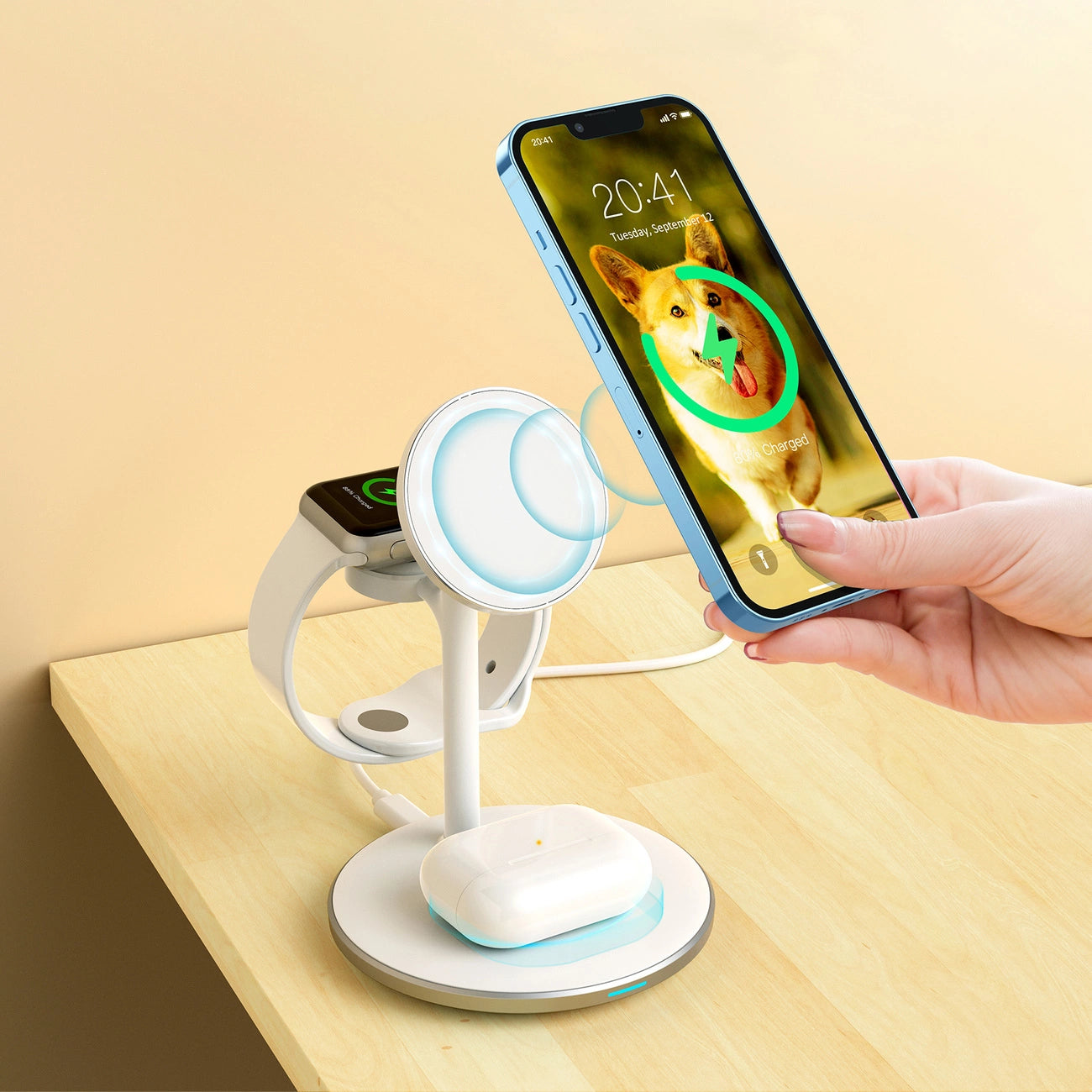 Wireless charger Choetech with stand 2in1 (white)_6
