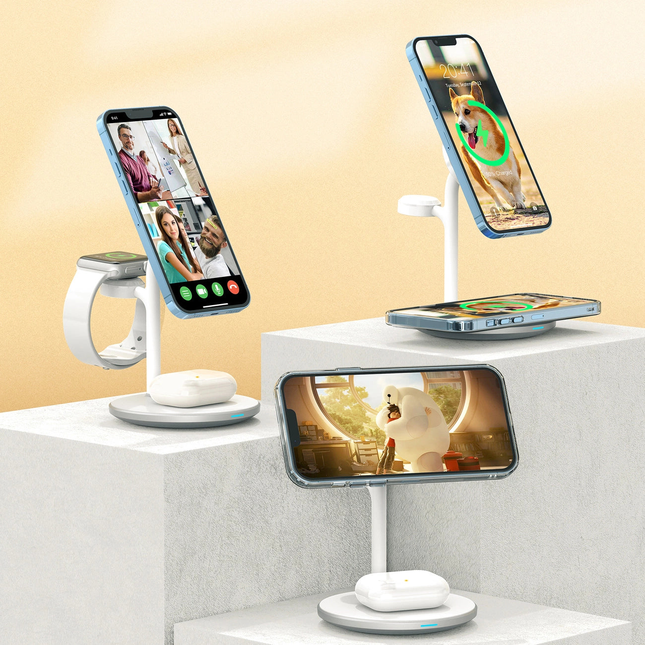 Wireless charger Choetech with stand 2in1 (white)_7