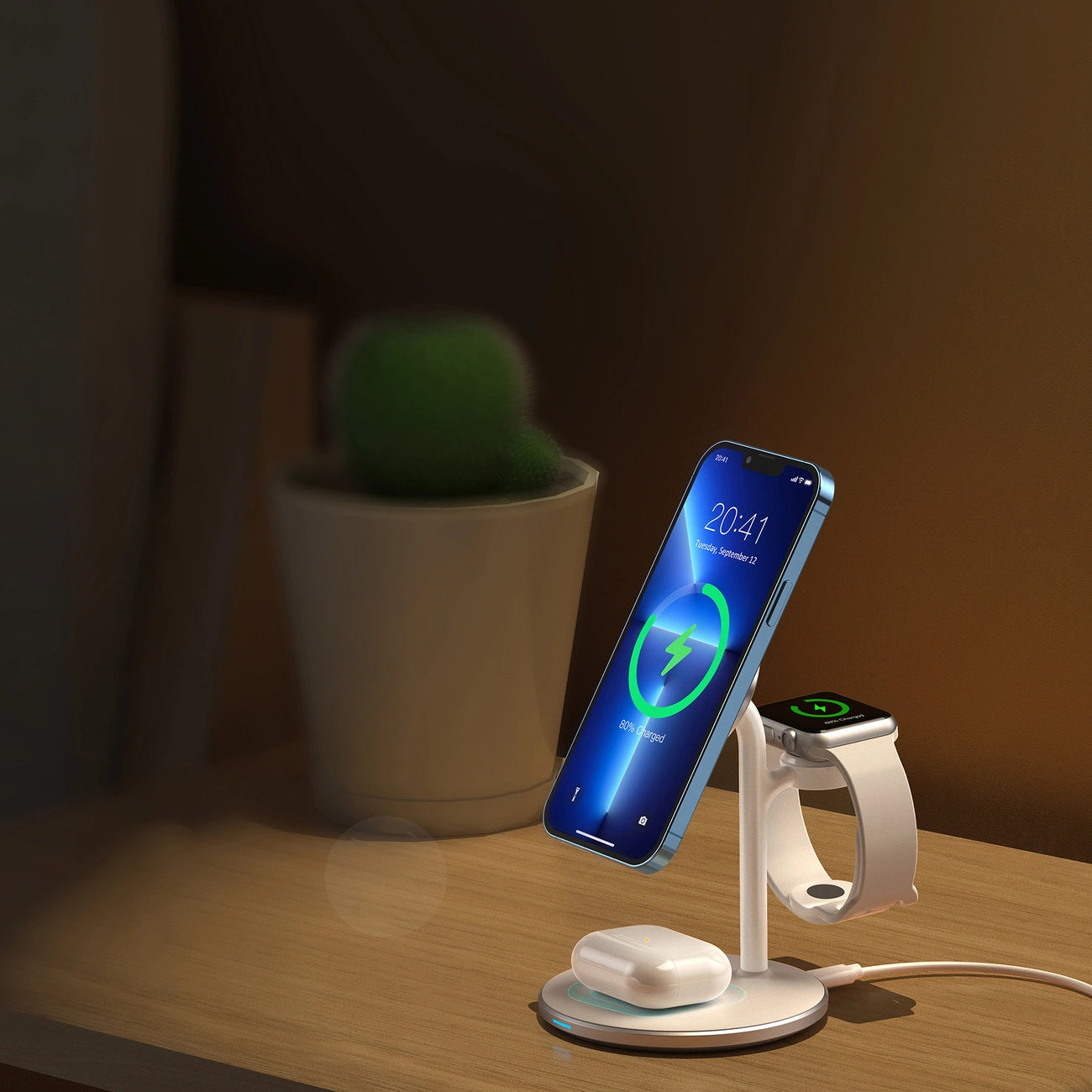 Wireless charger Choetech with stand 2in1 (white)_8