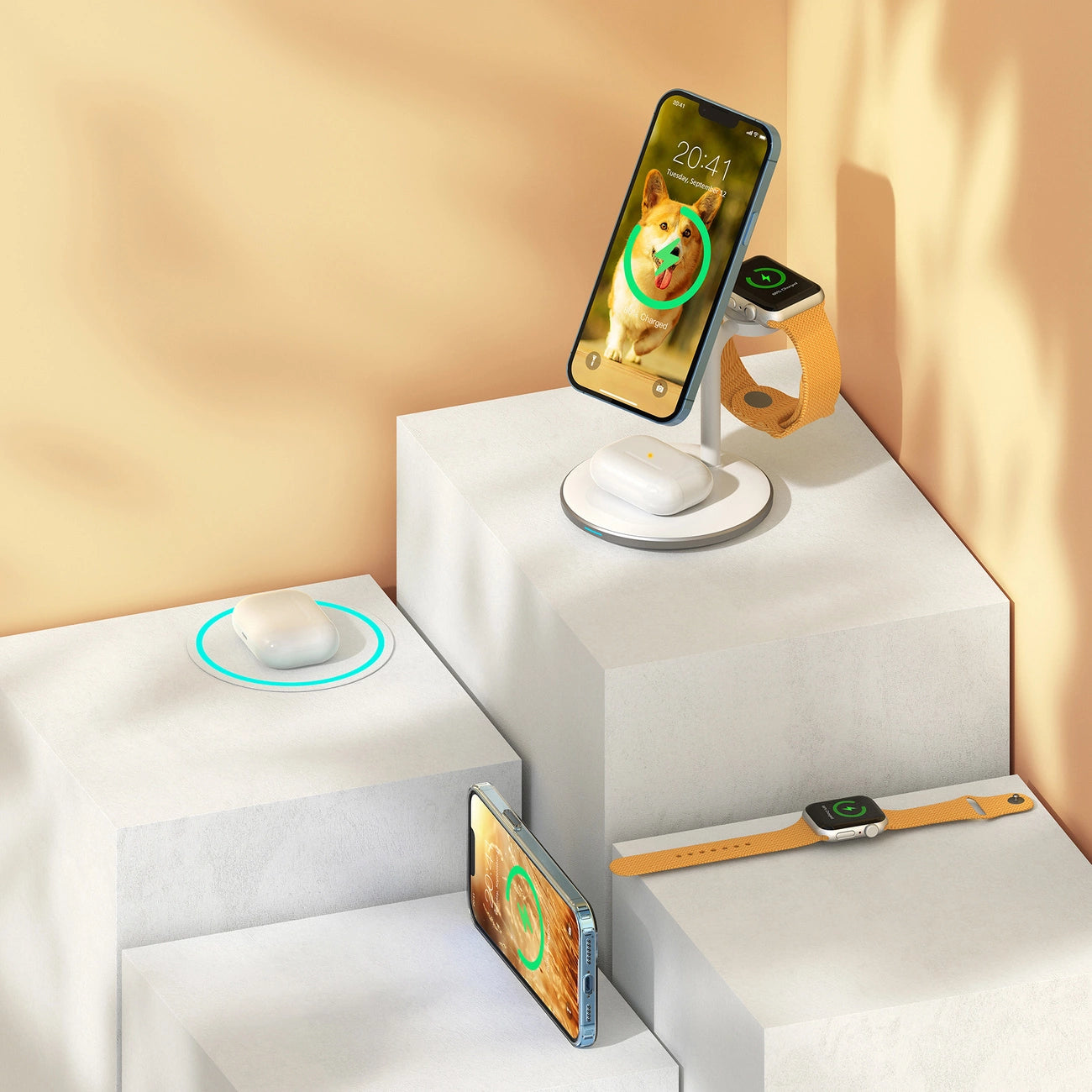 Wireless charger Choetech with stand 2in1 (white)_9