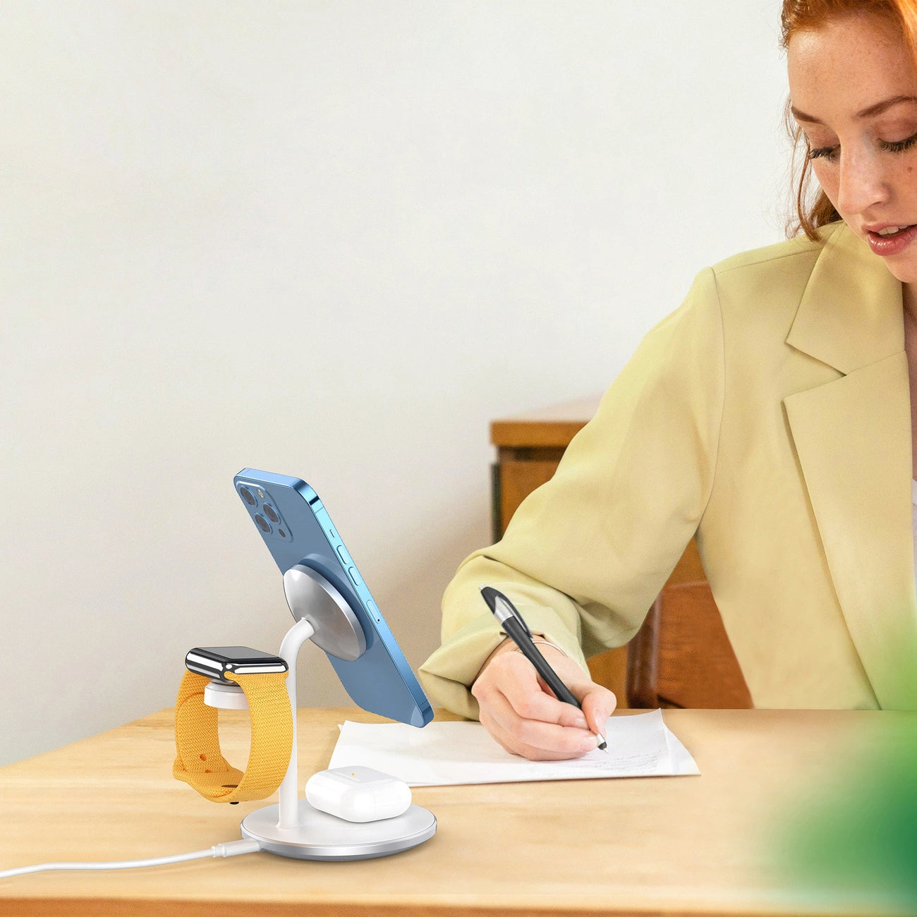 Wireless charger Choetech with stand 2in1 (white)_10