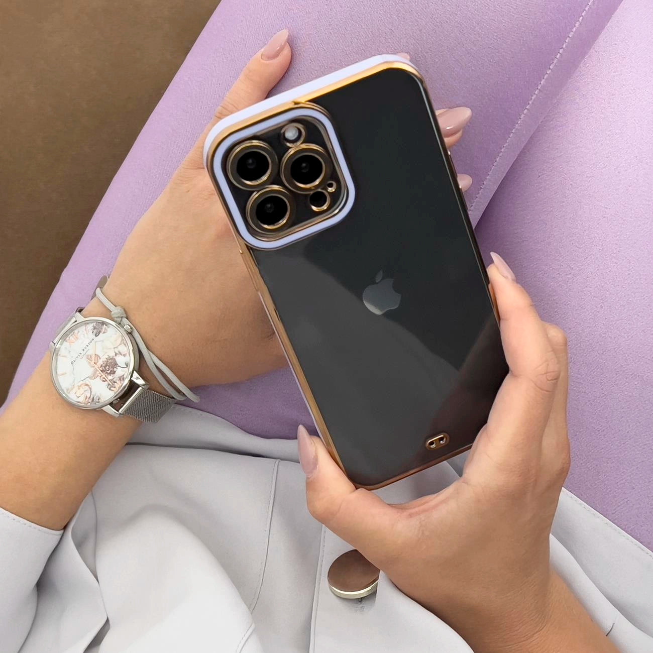 Fashion Case Cover for Xiaomi Redmi Note 11 Pro Gold Frame Gel Cover Black_3