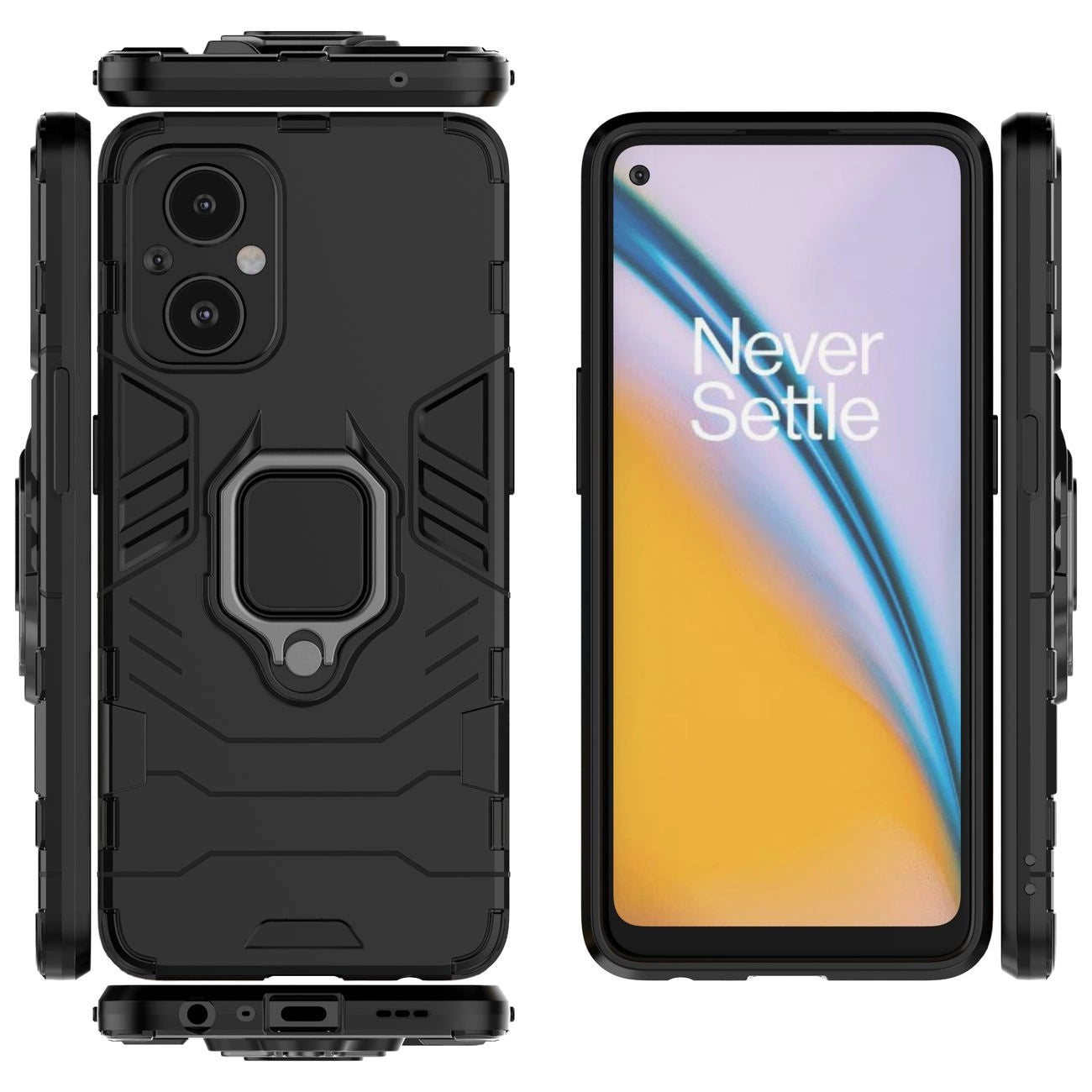 Ring Armor tough hybrid case cover + magnetic holder for OnePlus Nord N20 5G black_8