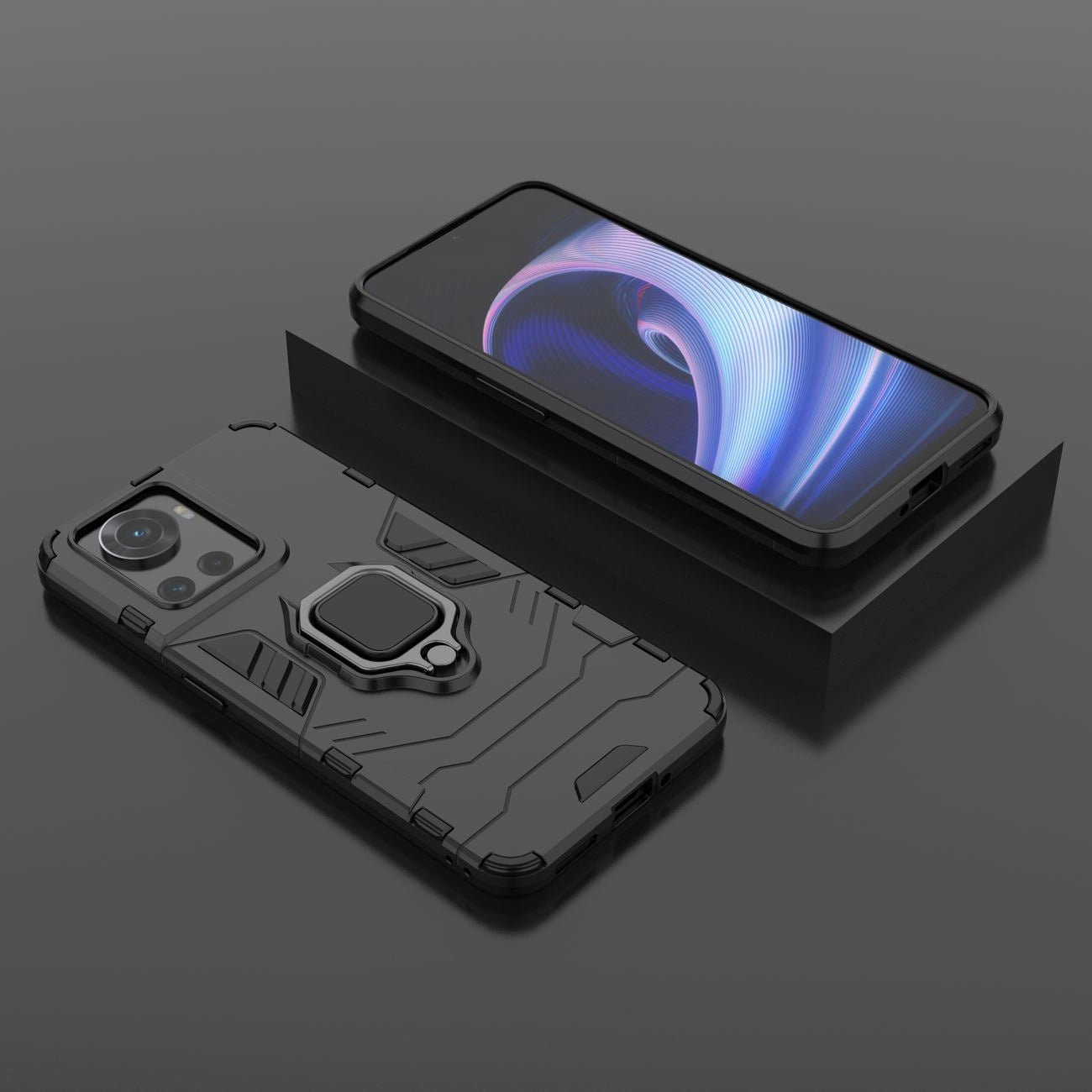 Ring Armor armored hybrid case cover + magnetic holder for OnePlus Ace black_17