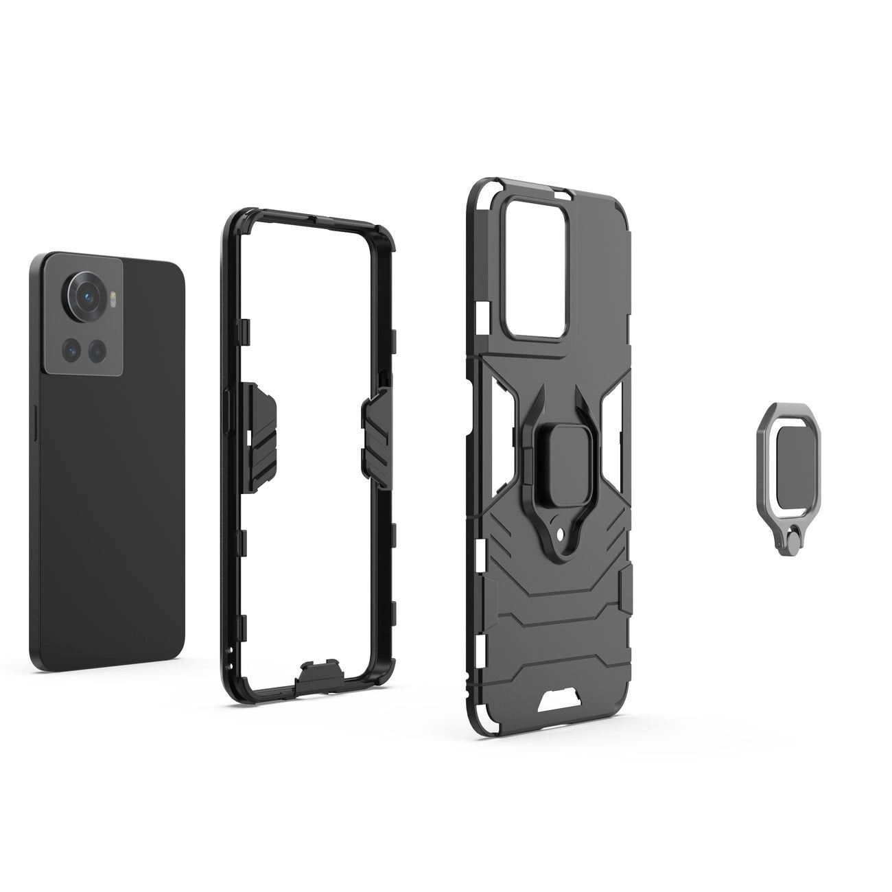 Ring Armor armored hybrid case cover + magnetic holder for OnePlus Ace black_1