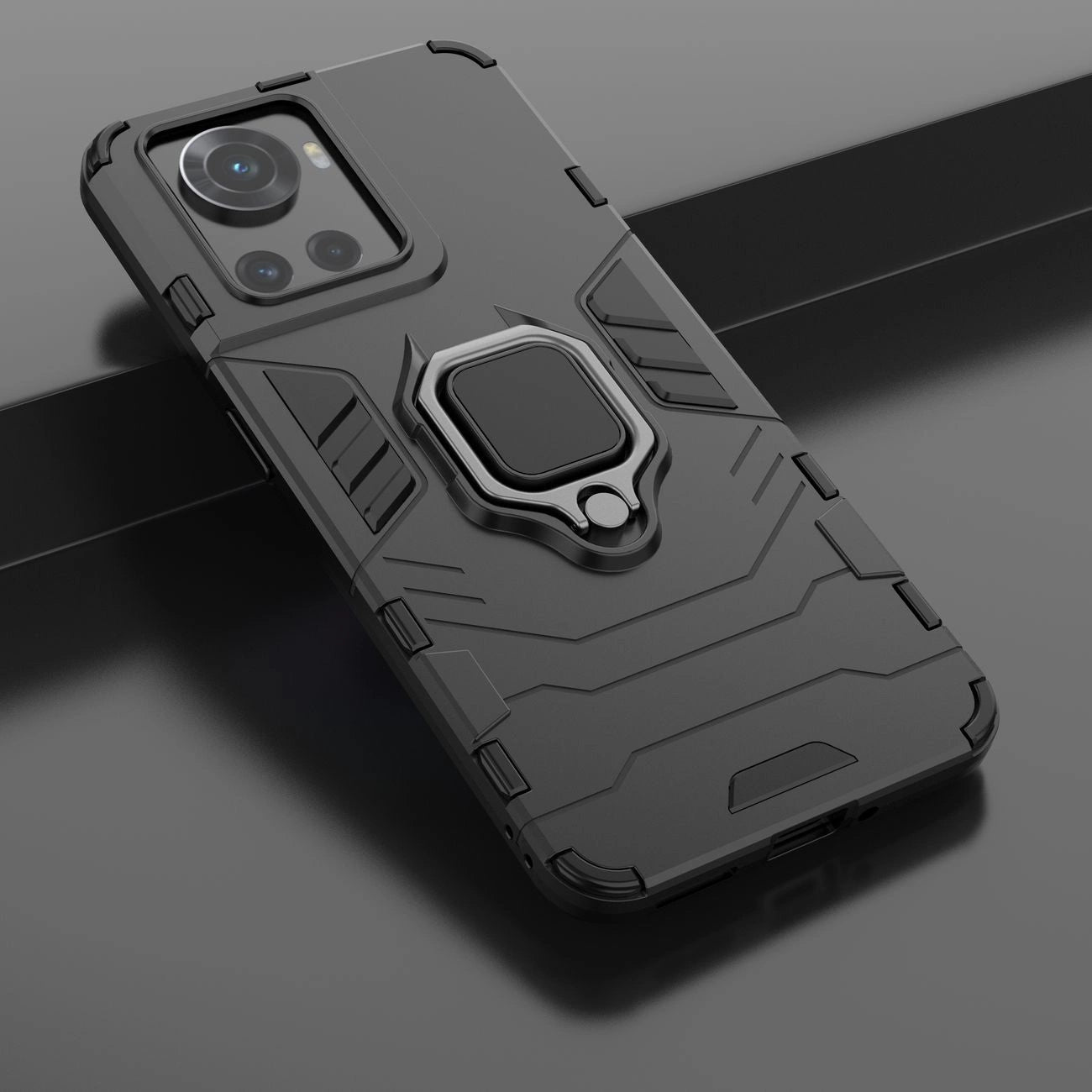Ring Armor armored hybrid case cover + magnetic holder for OnePlus Ace black_6