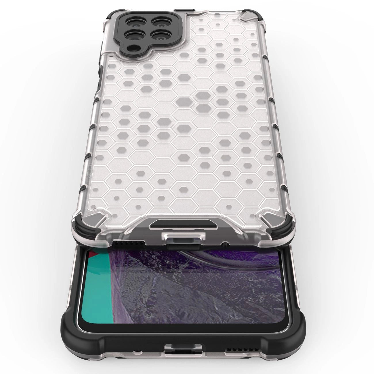 Honeycomb case armored cover with a gel frame for Samsung Galaxy M53 5G transparent_11