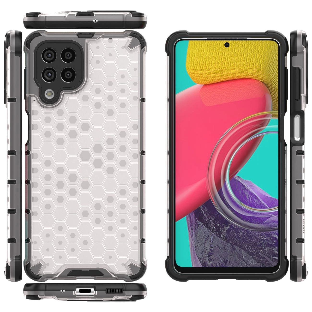 Honeycomb case armored cover with a gel frame for Samsung Galaxy M53 5G transparent_15