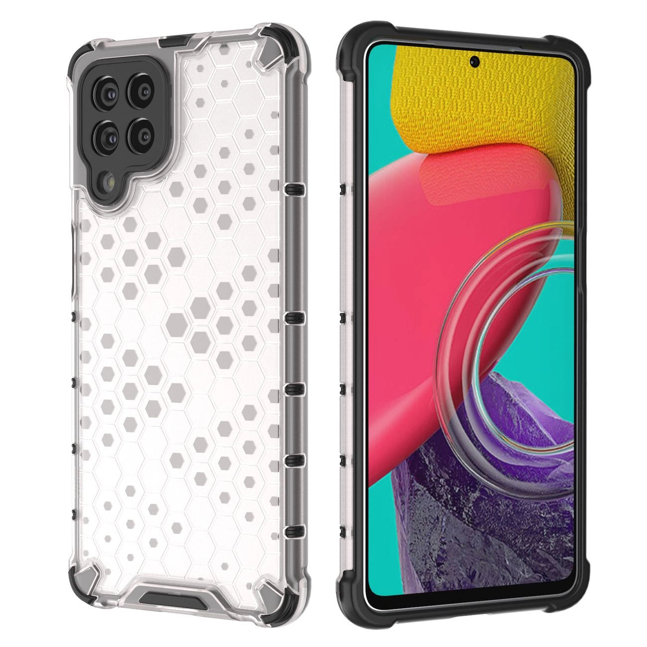 Honeycomb case armored cover with a gel frame for Samsung Galaxy M53 5G transparent_18