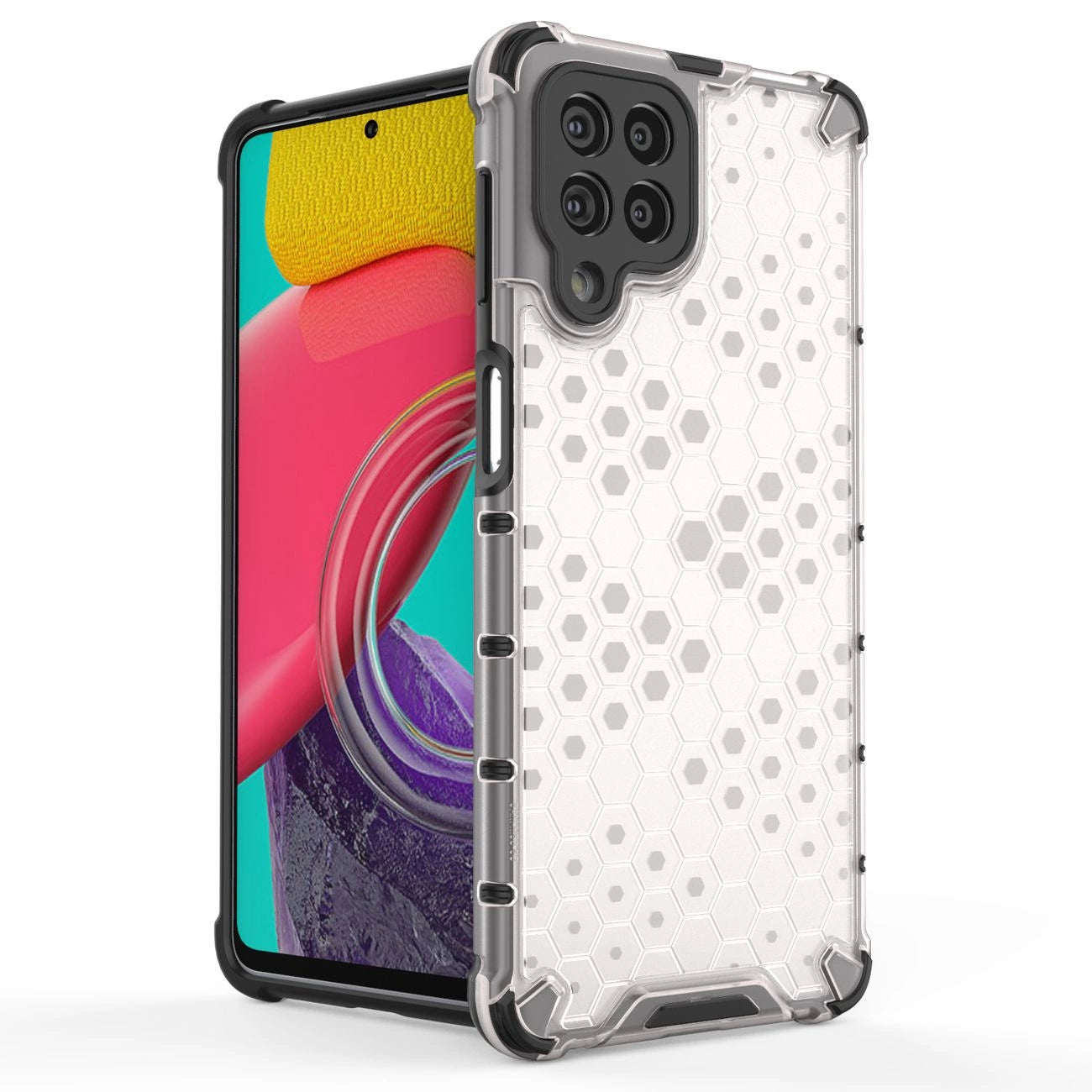 Honeycomb case armored cover with a gel frame for Samsung Galaxy M53 5G transparent_1