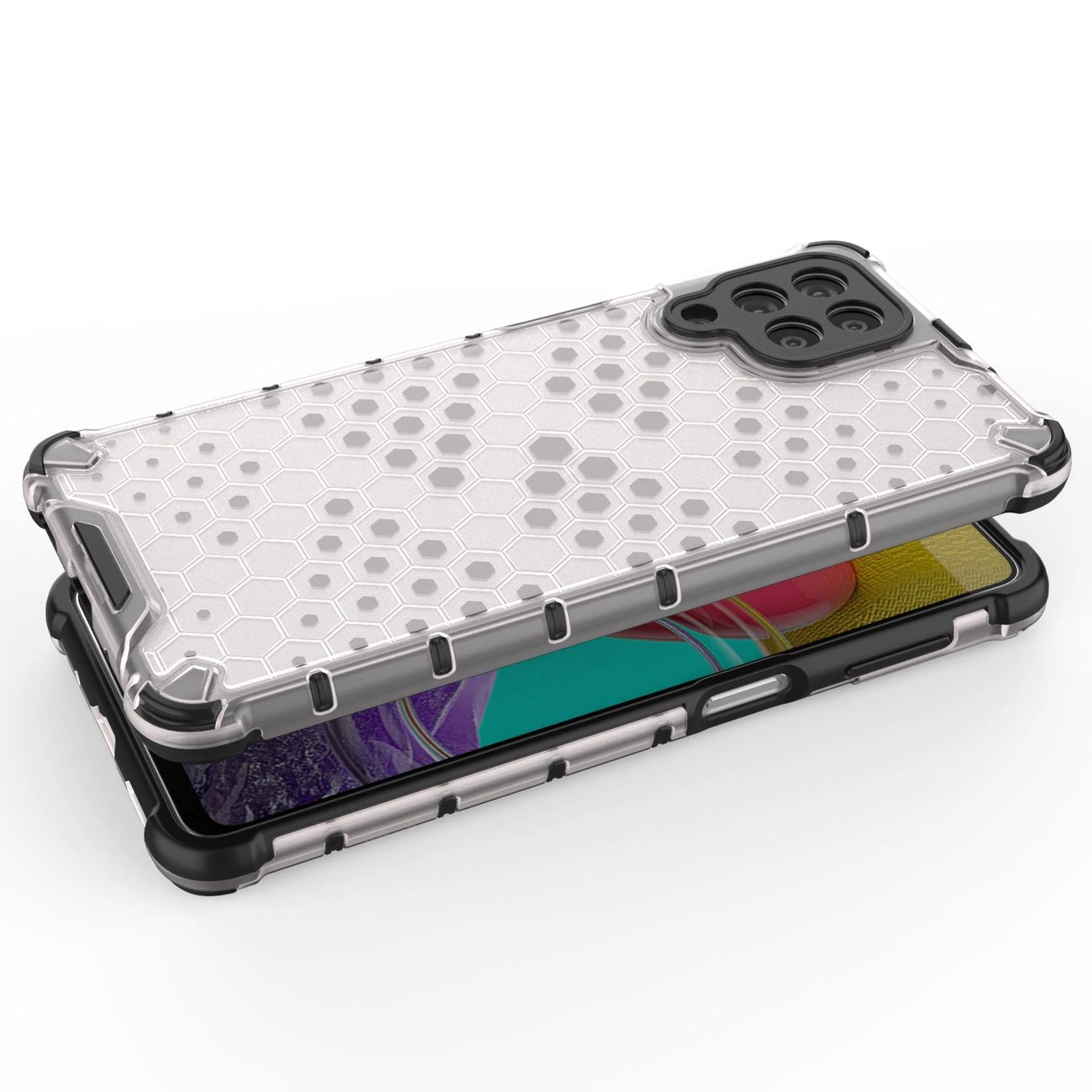 Honeycomb case armored cover with a gel frame for Samsung Galaxy M53 5G transparent_3